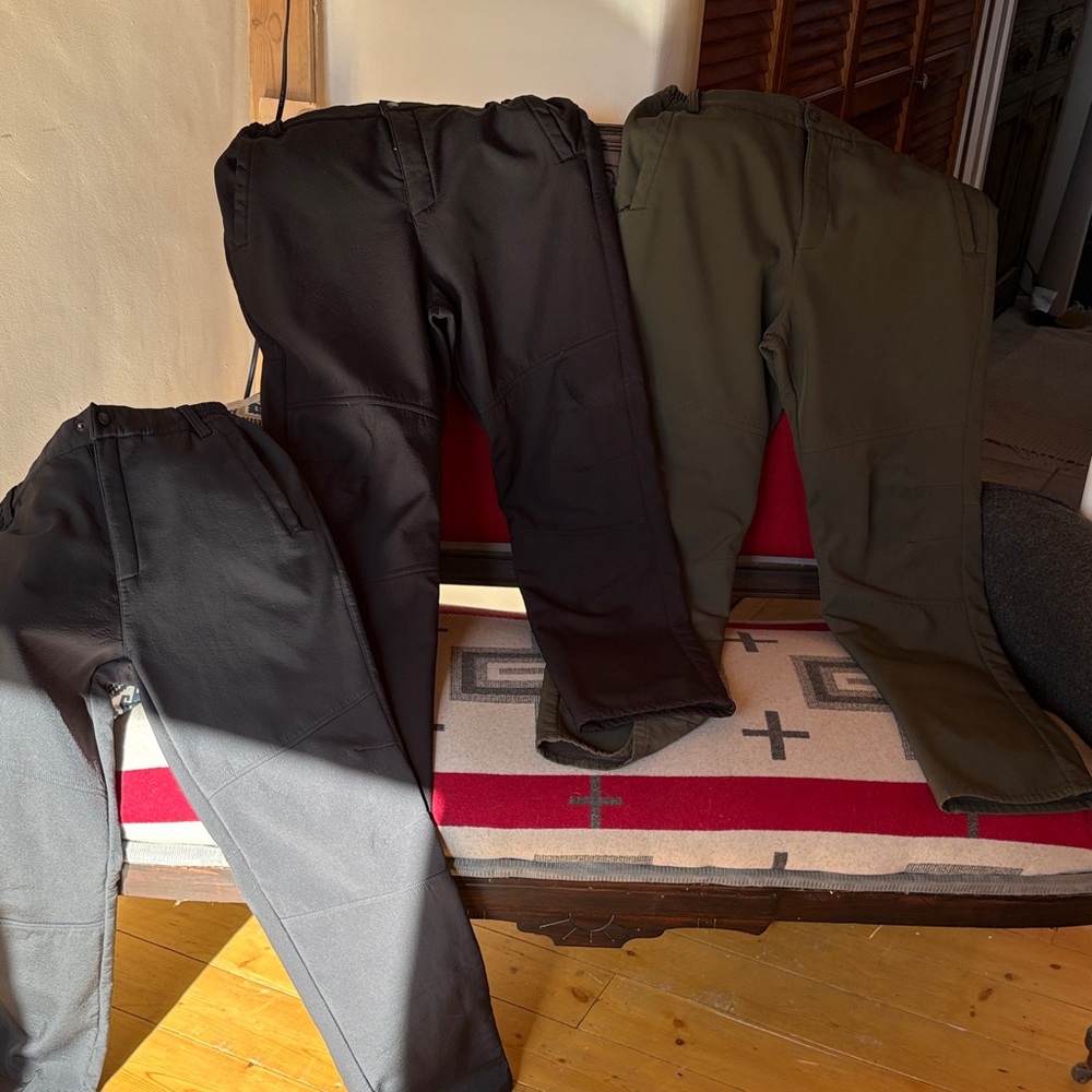 Men's Black, Gray, and Green hiking fleece lined pants 30/31x30